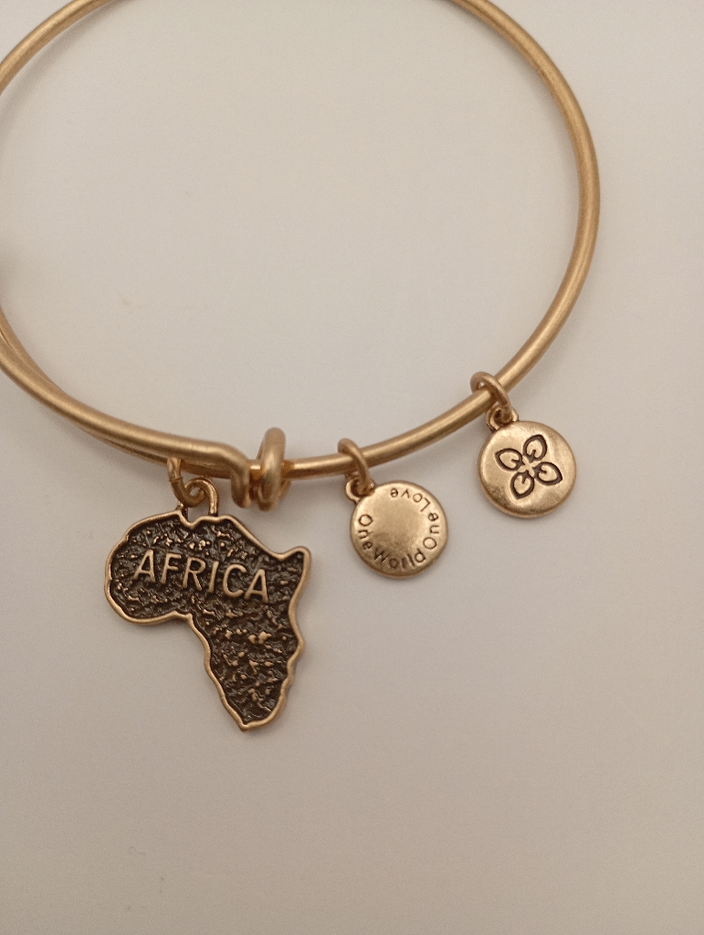 URBAN LEAVES ULPL003VG Bracelet Charm Gold Metal Bangle Africa Map Vintage Gold Unisex - Image 3