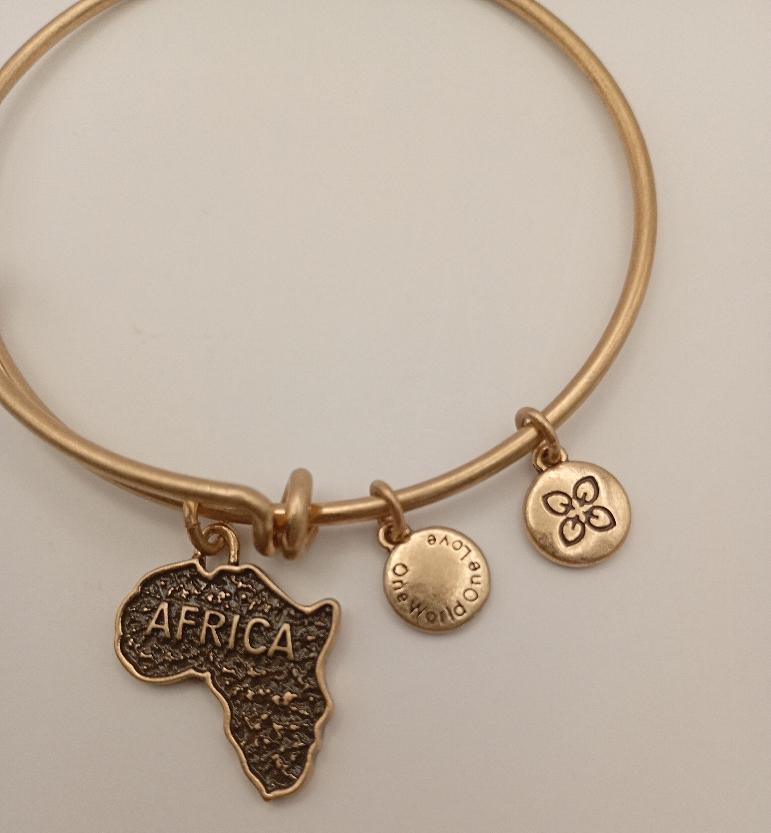 URBAN LEAVES ULPL003VG Bracelet Charm Gold Metal Bangle Africa Map Vintage Gold Unisex - Image 3