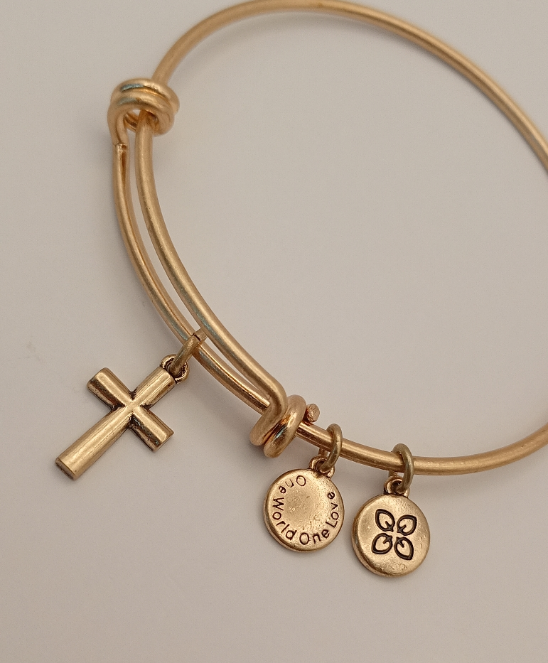 Urban Leaves ULBE001VG Bracelet Charm Gold Metal Bangle Cross Gold Tone Unisex - Image 4