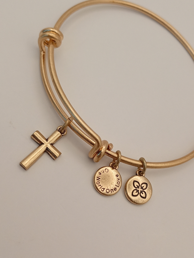 Urban Leaves ULBE001VG Bracelet Charm Gold Metal Bangle Cross Gold Tone Unisex - Image 4