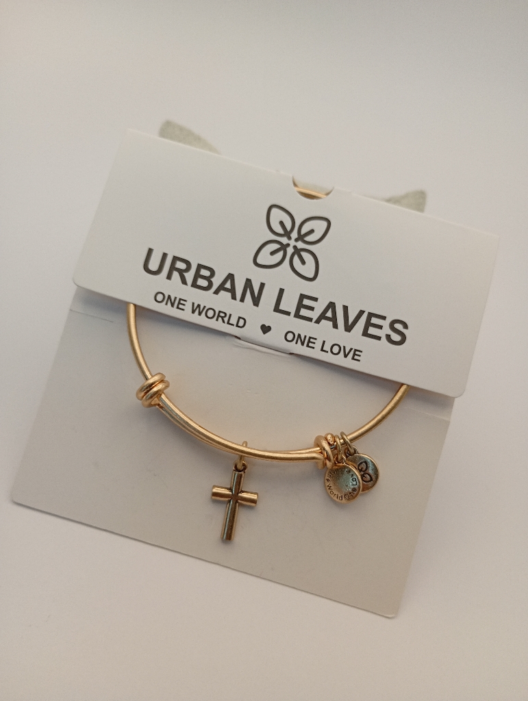Urban Leaves ULBE001VG Bracelet Charm Gold Metal Bangle Cross Gold Tone Unisex - Image 5
