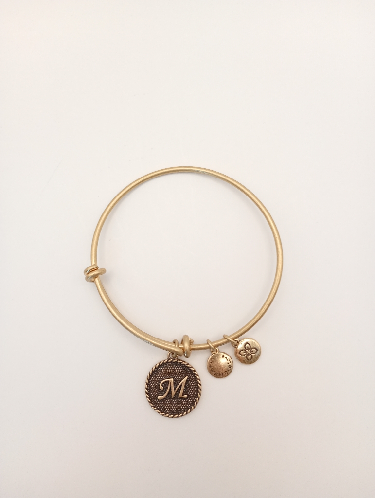 URBAN LEAVES ULIN013VG Bracelet Charm Gold Metal Bangle Letter M Gold Tone Unisex - Image 1