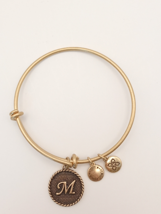 URBAN LEAVES ULIN013VG Bracelet Charm Gold Metal Bangle Letter M Gold Tone Unisex - Image 1