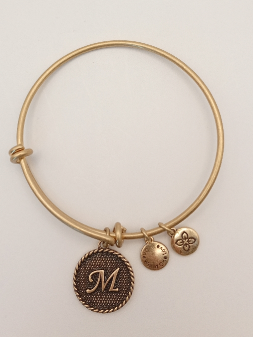 URBAN LEAVES ULIN013VG Bracelet Charm Gold Metal Bangle Letter M Gold Tone Unisex - Image 2