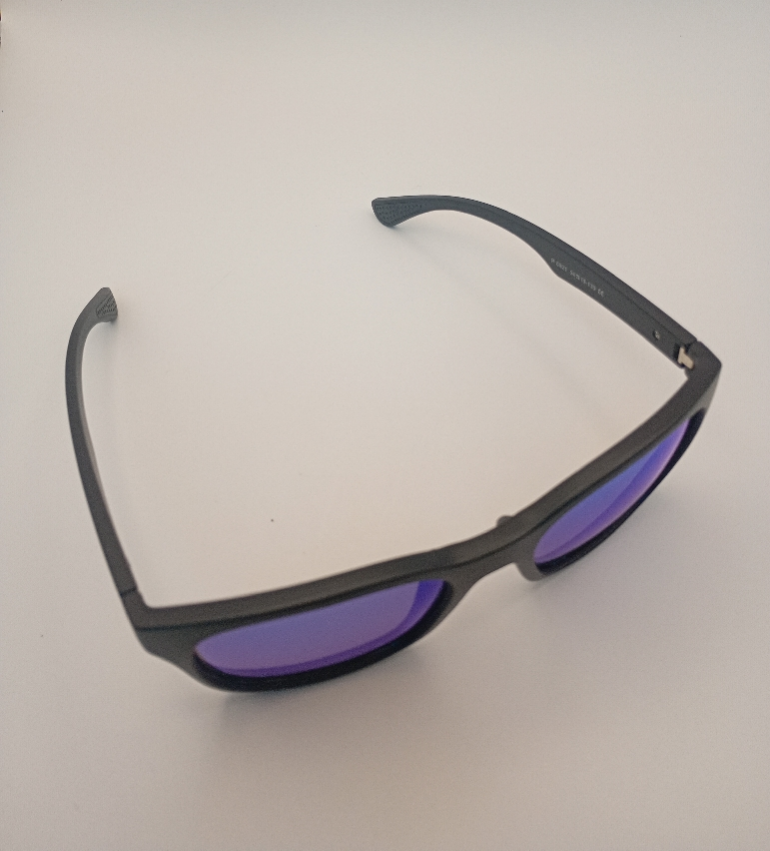 LUX-LENSED 2015BLUBLK Sunglasses Men Blue Mirrored Wrap Black Plastic - Image 2