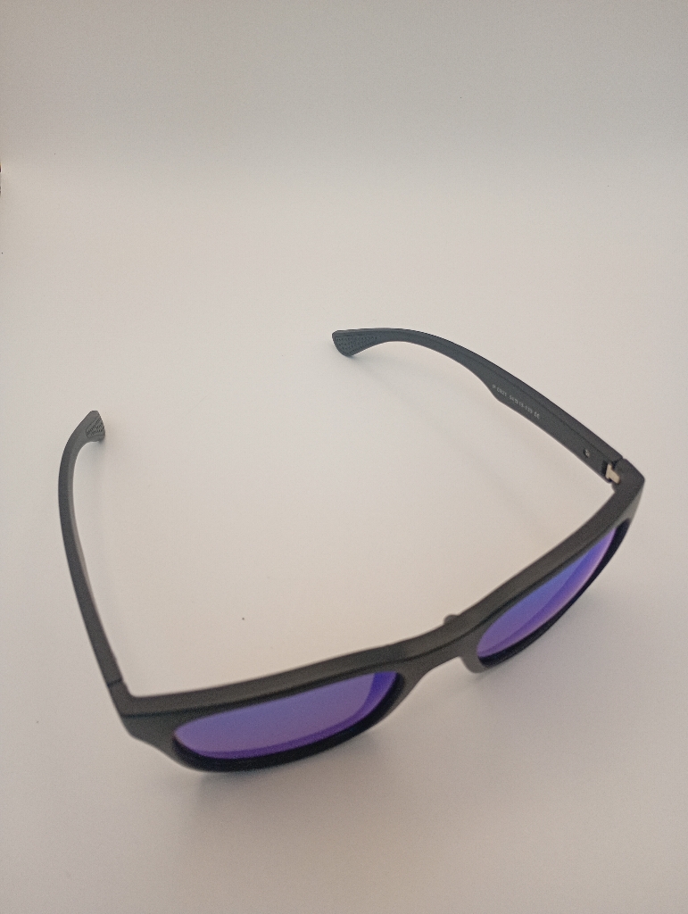 LUX-LENSED 2015BLUBLK Sunglasses Men Blue Mirrored Wrap Black Plastic - Image 2