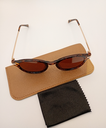 LUX-LENSED LTD 3019GRNGLD Sunglasses Unisex Brown Oval Brown Plastic, Metal - Image 1