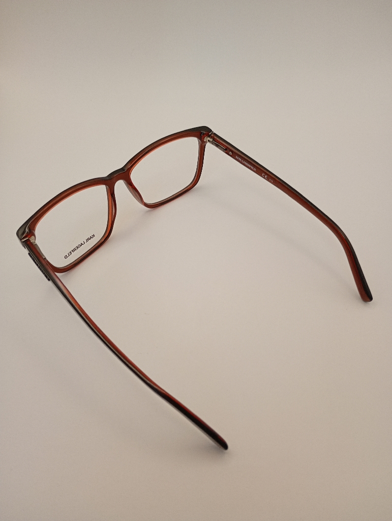 KARL LAGERFELD PM/MAR/KL885-054/P 054 Eyewear Eyeglasses/Prescription Clear Full-Rim Rectangle Unisex Standard Barrel Hinge Brown Plastic - Image 3