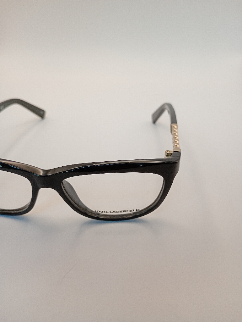 Karl Lagerfeld KL852 Eyewear Eyeglasses/Prescription Clear Full-Rim Cat-Eye Women Standard Barrel Hinge Black Plastic, Metal - Image 2