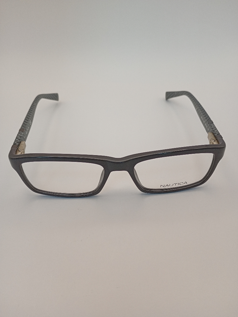 Nautica NAUTICA B103 Eyewear Eyeglasses/Prescription Clear Full-Rim Frame Rectangle Men Standard Barrel Hinge Gray Plastic - Image 1