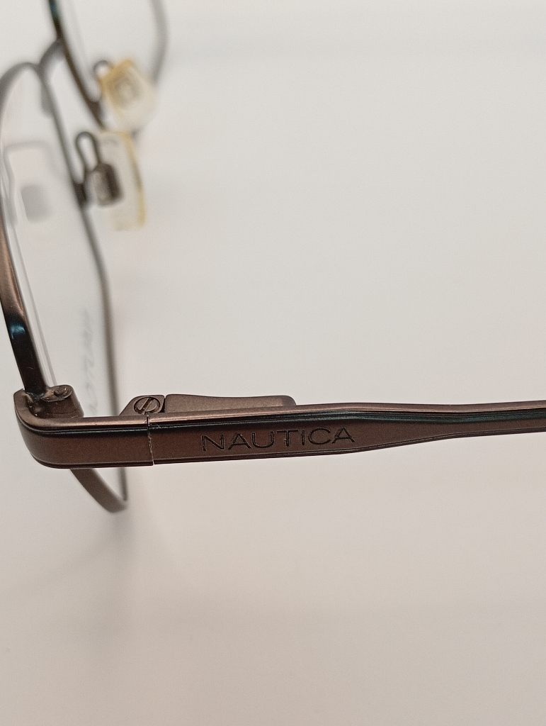 Nautica NAUTICA7258/M Eyewear Eyeglasses/Prescription Clear Full-Rim Rectangle Men Standard Barrel Hinge Brown Metal - Image 3