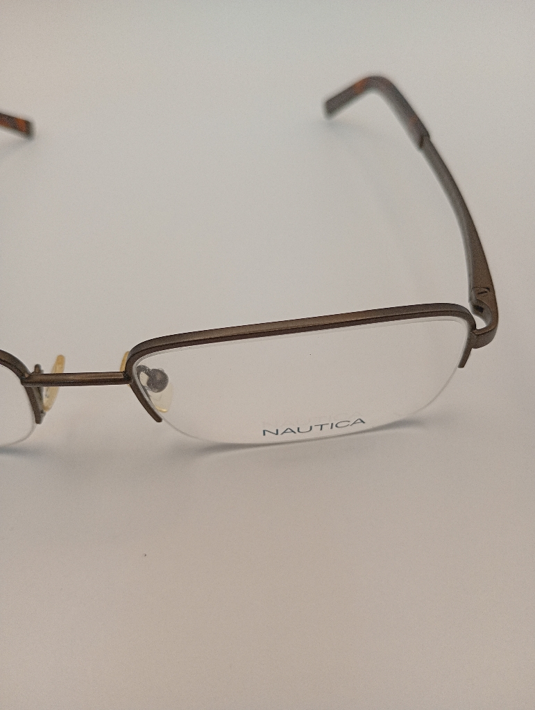 Nautica NAUTICA7232/G Eyewear Eyeglasses/Prescription Clear Semi-Rimless Rectangle Unisex Standard Barrel Hinge Brown Metal, Plastic - Image 2