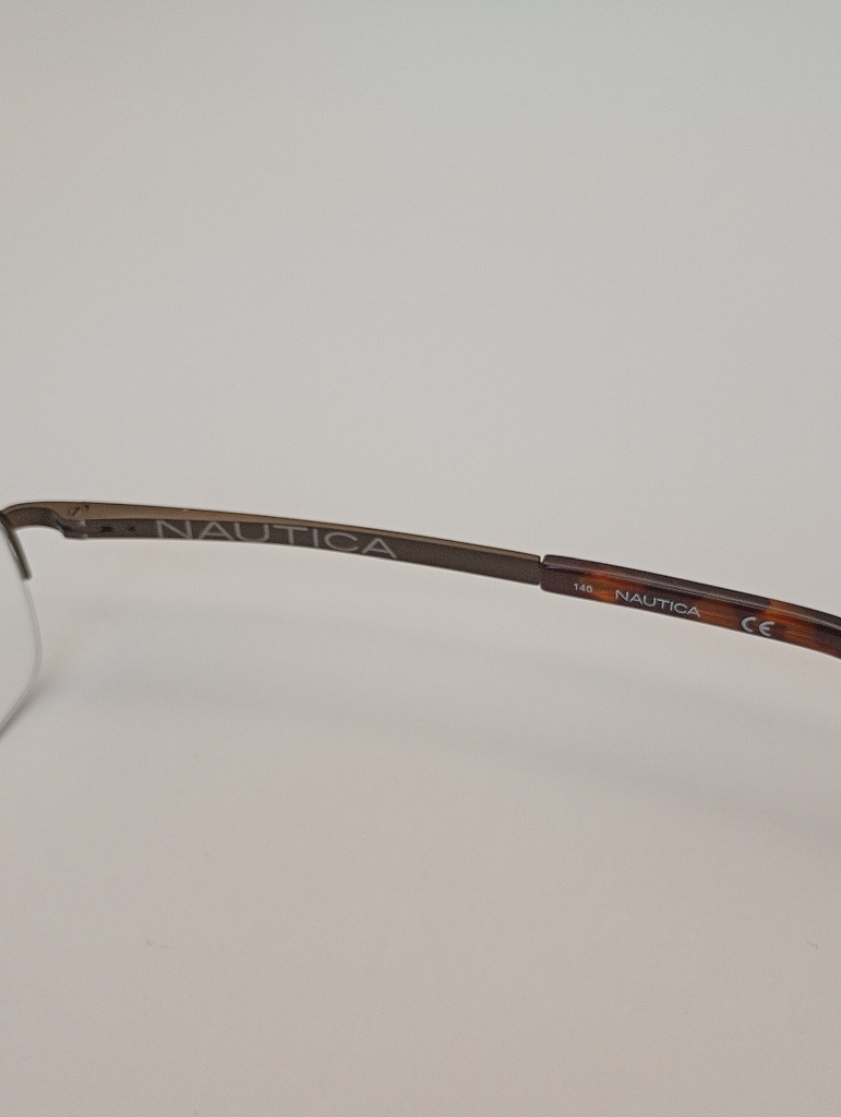 Nautica NAUTICA7232/G Eyewear Eyeglasses/Prescription Clear Semi-Rimless Rectangle Unisex Standard Barrel Hinge Brown Metal, Plastic - Image 3