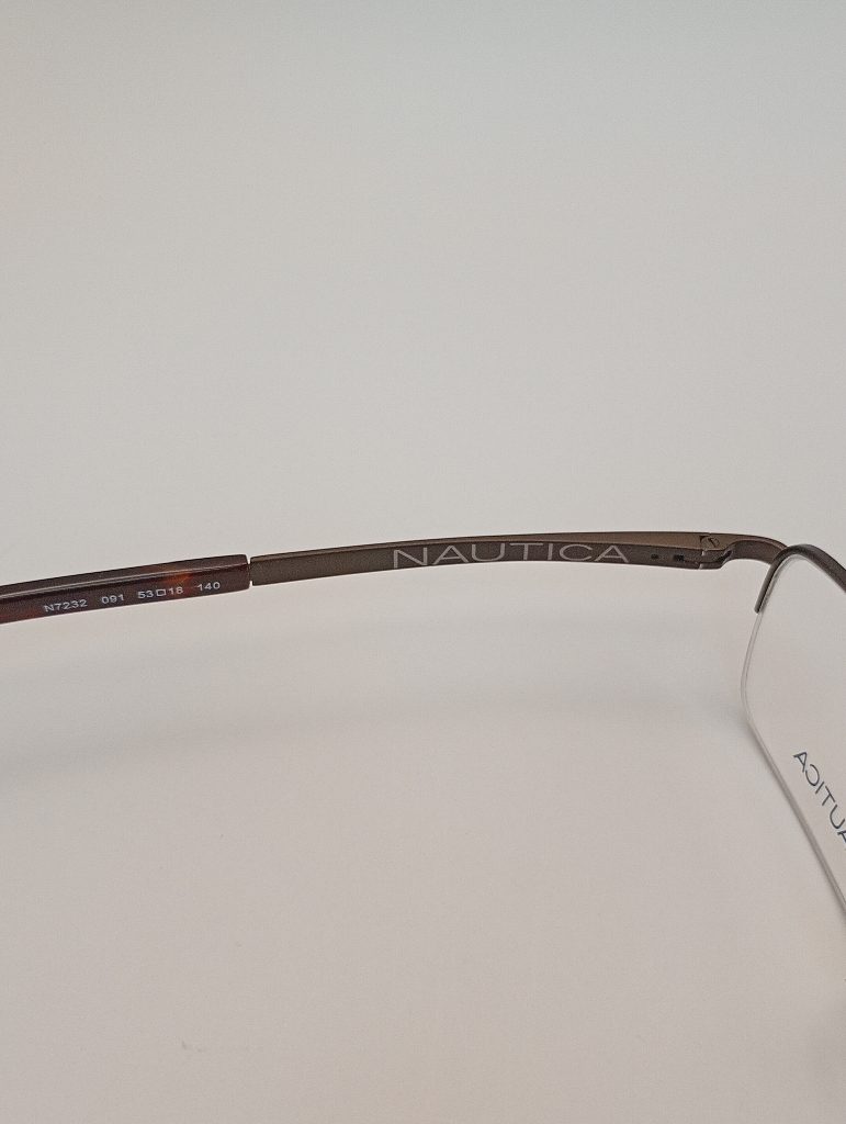 Nautica NAUTICA7232/G Eyewear Eyeglasses/Prescription Clear Semi-Rimless Rectangle Unisex Standard Barrel Hinge Brown Metal, Plastic - Image 5