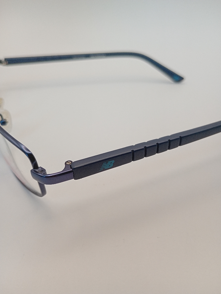 New Balance NB8006/M C01 Eyewear Eyeglasses/Prescription Clear Semi-Rimless Rectangle Men Standard Barrel Hinge Blue Metal - Image 4
