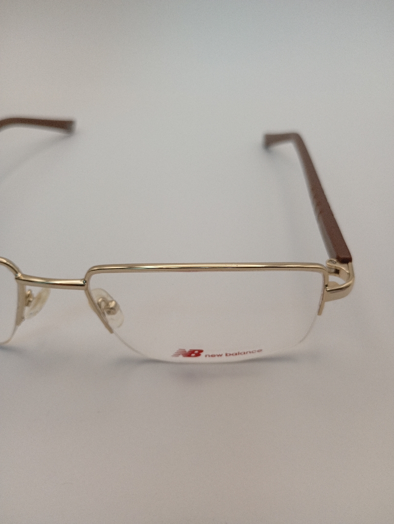 New Balance DM/LAMY/NB8005/M C01 GOLD 58-18 Eyewear Eyeglasses/Prescription Clear Semi-Rimless Rectangle Unisex Standard Barrel Hinge Gold Metal, Plastic - Image 2