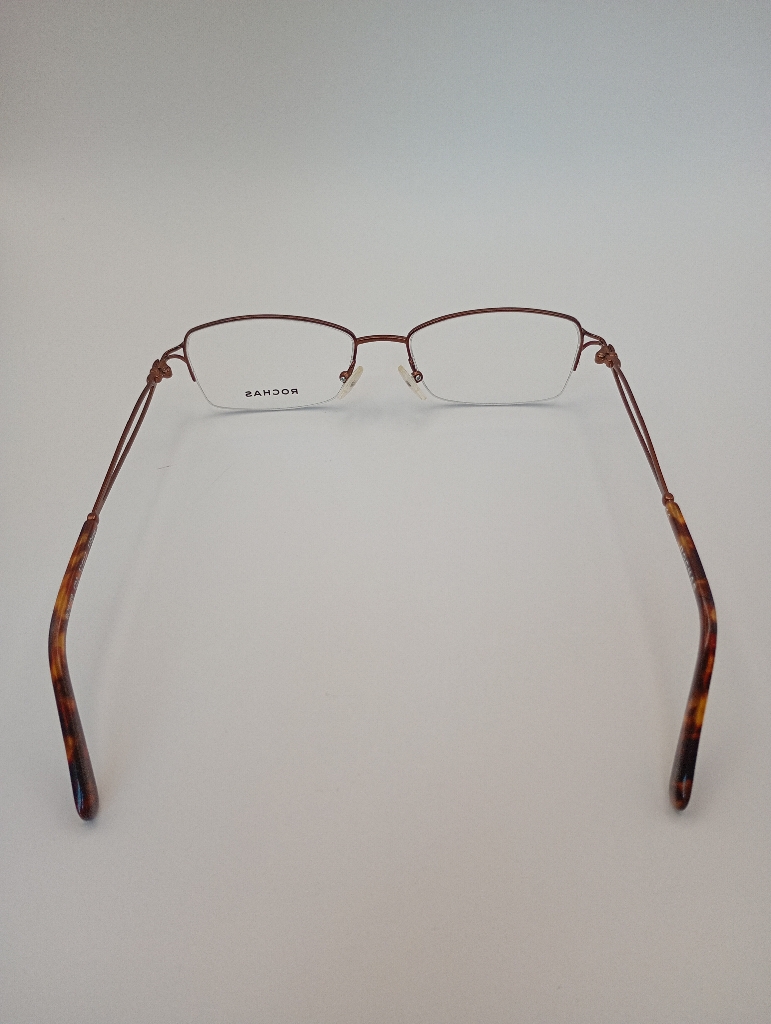ROCHAS PW/LAMYEU/R09169/G Eyewear Eyeglasses/Prescription Clear Semi-Rimless Rectangle Unisex Standard Barrel Hinge Brown Metal, Plastic - Image 6