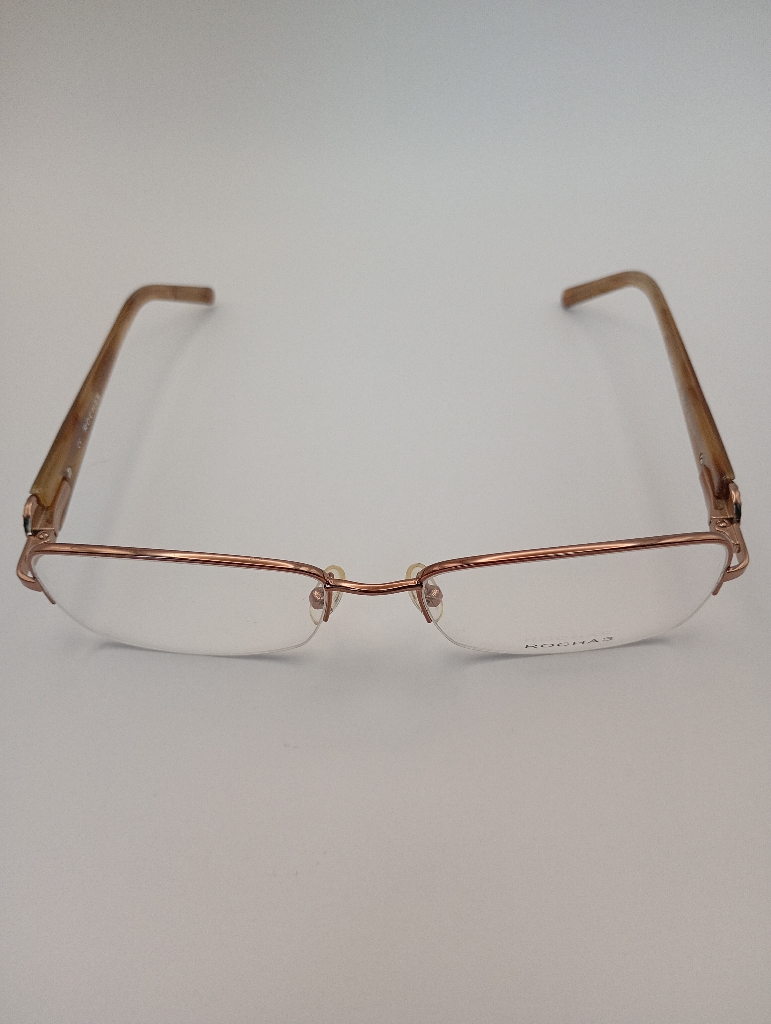 Rochas R09117/G Eyewear Eyeglasses/Prescription Clear Semi-Rimless Rectangle Unisex Standard Barrel Hinge Gold Metal - Image 1