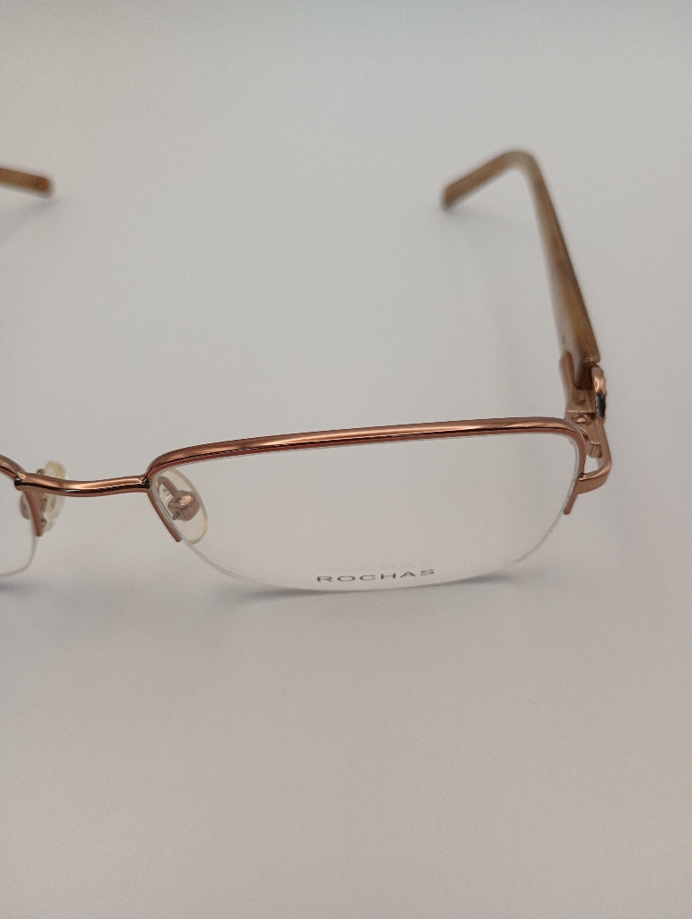 Rochas R09117/G Eyewear Eyeglasses/Prescription Clear Semi-Rimless Rectangle Unisex Standard Barrel Hinge Gold Metal - Image 2