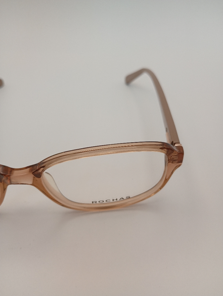 Rochas R09182/P Eyewear Eyeglasses/Prescription Clear Full-Rim Rectangle Unisex Standard Barrel Hinge Beige Plastic - Image 1