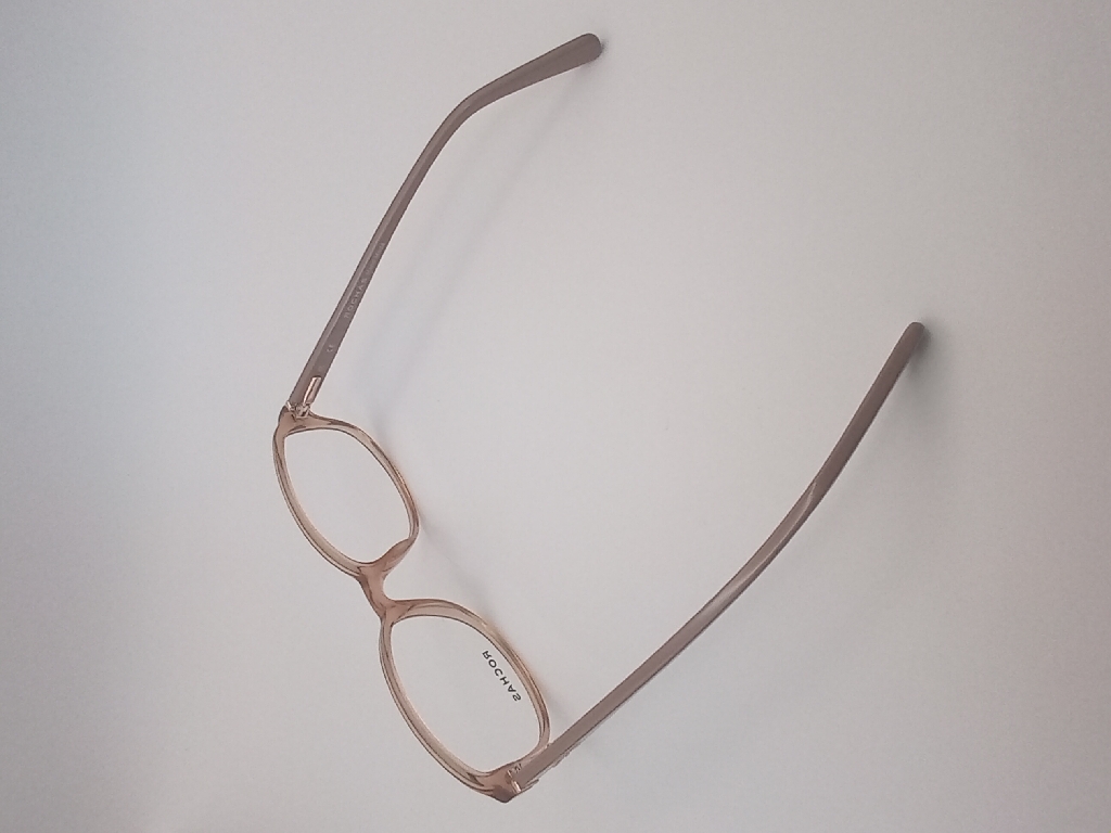 Rochas R09182/P Eyewear Eyeglasses/Prescription Clear Full-Rim Rectangle Unisex Standard Barrel Hinge Beige Plastic - Image 4