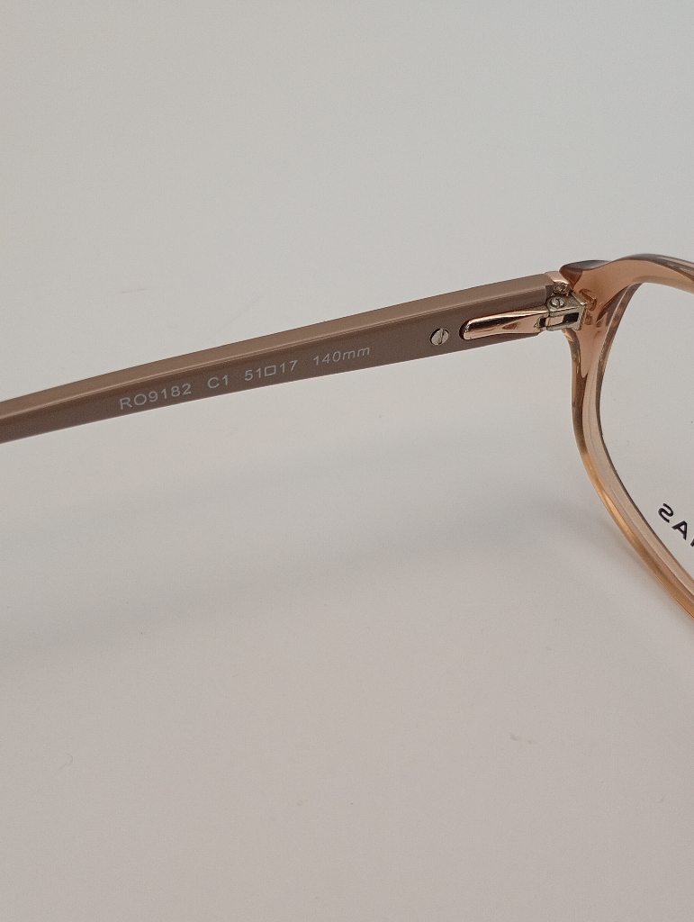 Rochas R09182/P Eyewear Eyeglasses/Prescription Clear Full-Rim Rectangle Unisex Standard Barrel Hinge Beige Plastic - Image 5