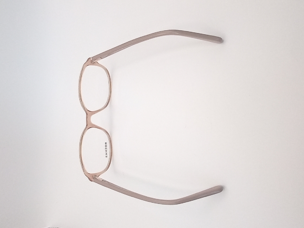 Rochas R09182/P Eyewear Eyeglasses/Prescription Clear Full-Rim Rectangle Unisex Standard Barrel Hinge Beige Plastic - Image 6