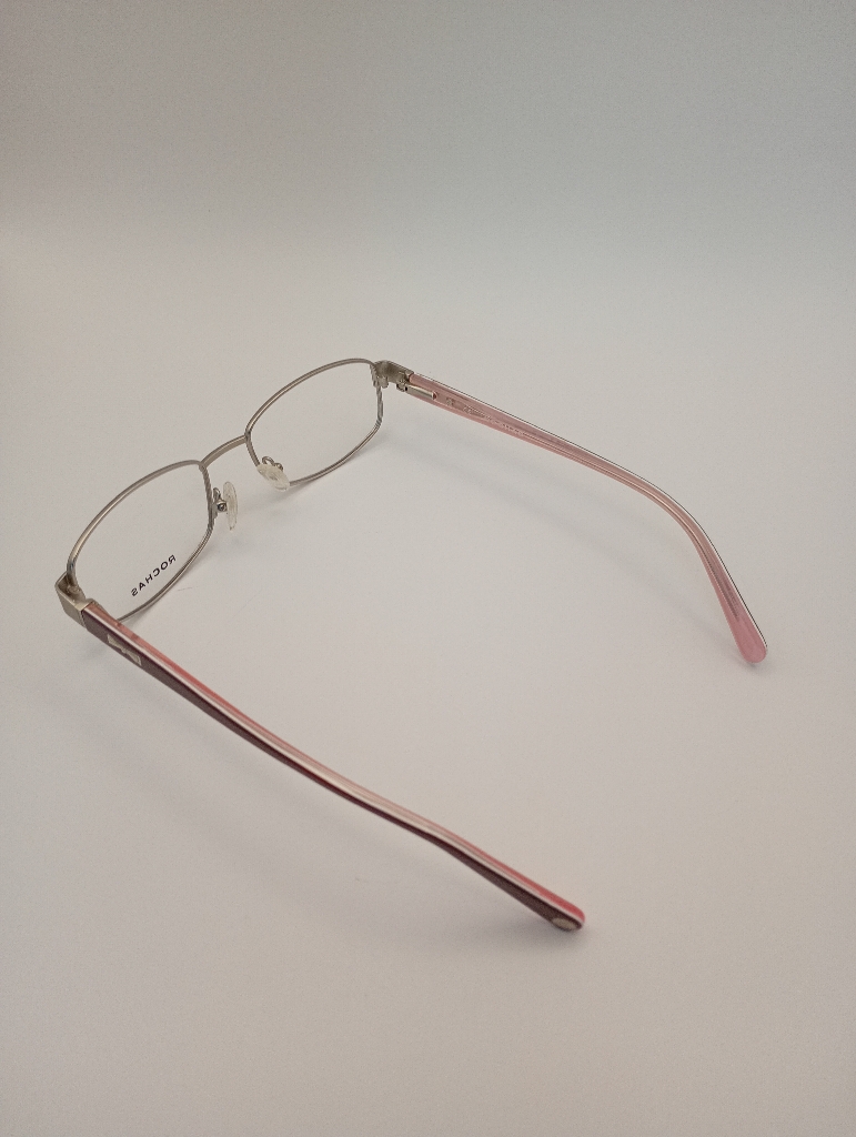 Rochas PW/LAMYEU/R09162/M C04 SILVER 50-17 Eyewear Eyeglasses/Prescription Clear Semi-Rimless Rectangle Women Standard Barrel Hinge Silver Metal, Plastic - Image 4