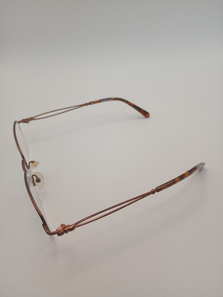 Rochas R09169/G Eyewear Eyeglasses/Prescription Clear Semi-Rimless Rectangle Unisex Standard Barrel Hinge Brown Metal, Plastic - Image 3