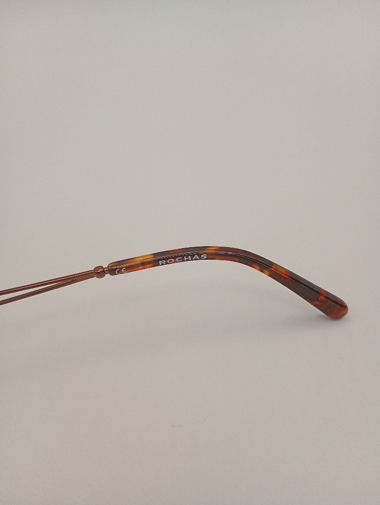Rochas R09169/G Eyewear Eyeglasses/Prescription Clear Semi-Rimless Rectangle Unisex Standard Barrel Hinge Brown Metal, Plastic - Image 6