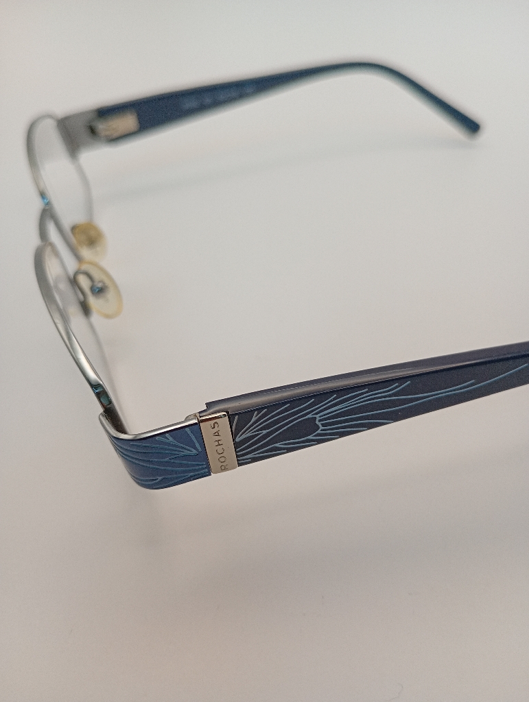Rochas R09092/M Eyewear Eyeglasses/Prescription Clear Semi-Rimless Rectangle Unisex Standard Barrel Hinge Silver Metal, Plastic - Image 3