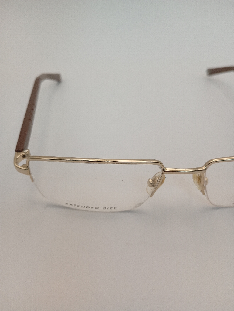 New Balance NB8005/M Eyewear Eyeglasses/Prescription Clear Semi-Rimless Rectangle Men Standard Barrel Hinge Gold Metal, Plastic - Image 2