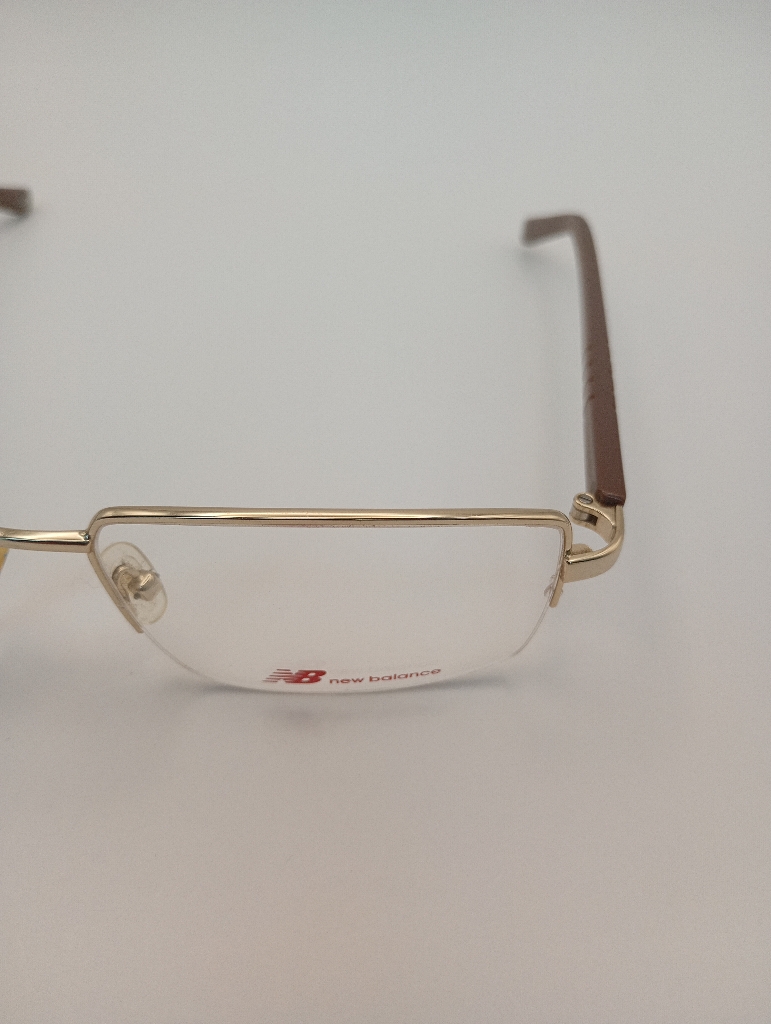 New Balance NB8005/M Eyewear Eyeglasses/Prescription Clear Semi-Rimless Rectangle Men Standard Barrel Hinge Gold Metal, Plastic - Image 3