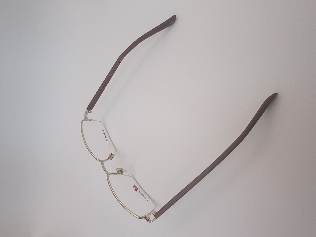 New Balance NB8005/M Eyewear Eyeglasses/Prescription Clear Semi-Rimless Rectangle Men Standard Barrel Hinge Gold Metal, Plastic - Image 5