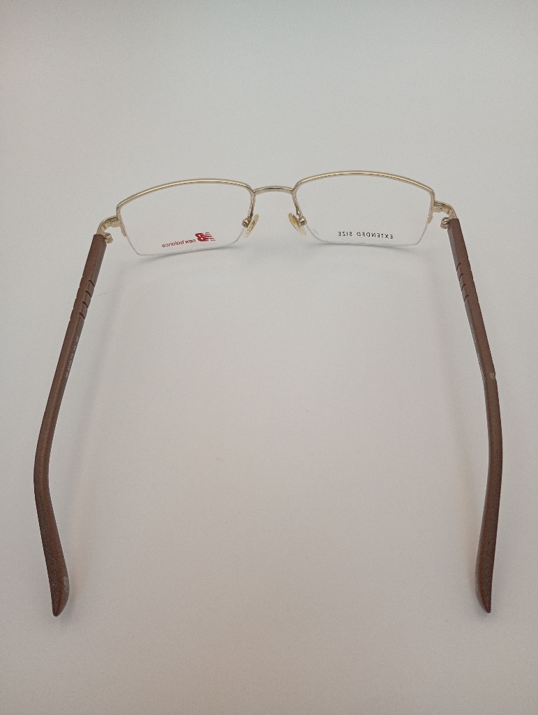 New Balance NB8005/M Eyewear Eyeglasses/Prescription Clear Semi-Rimless Rectangle Men Standard Barrel Hinge Gold Metal, Plastic - Image 6