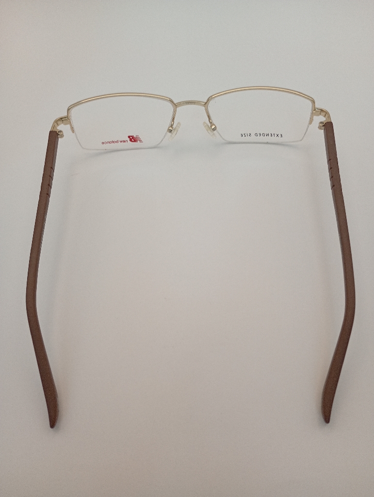 New Balance NB8005/M C01 Eyewear Eyeglasses/Prescription Clear Semi-Rimless Rectangle Men Standard Barrel Hinge Gold Metal, Plastic - Image 4