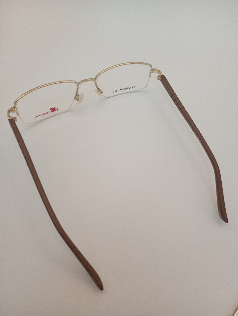 New Balance NB8005/M C01 Eyewear Eyeglasses/Prescription Clear Semi-Rimless Rectangle Men Standard Barrel Hinge Gold Metal, Plastic - Image 5