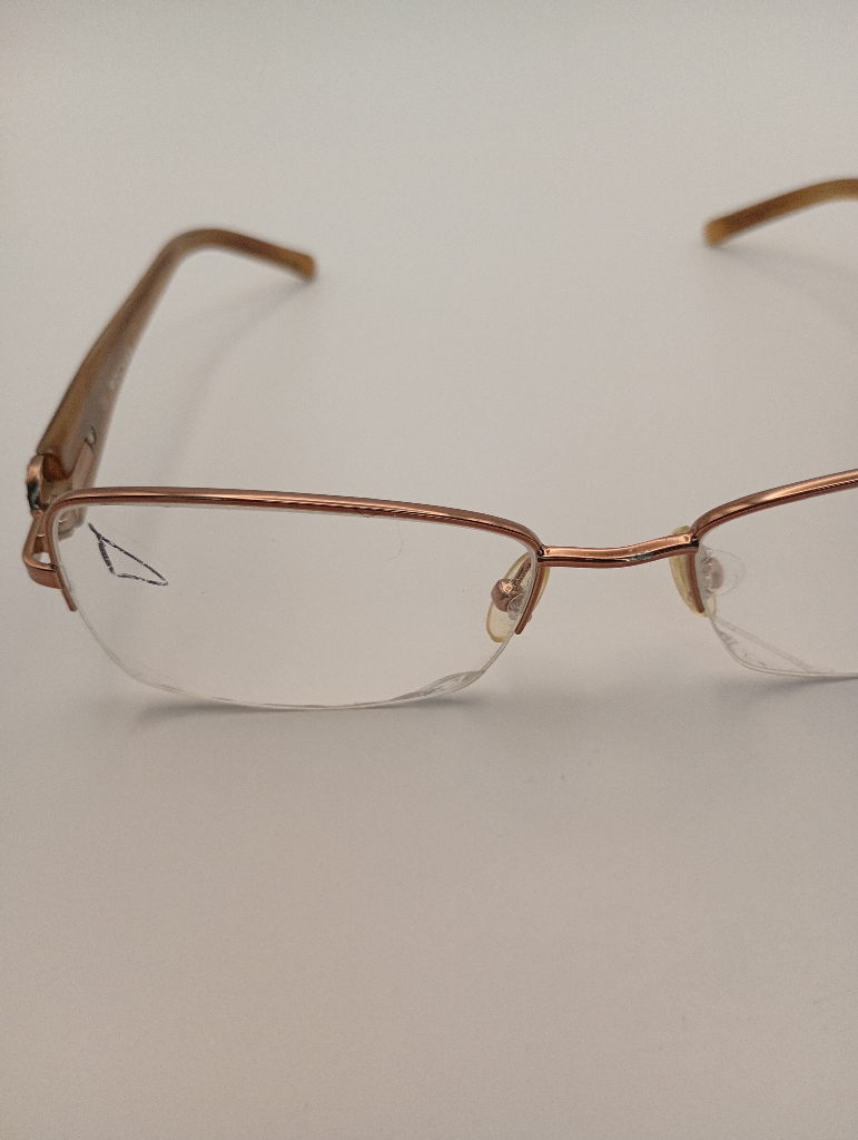 John Rocha R09117/G Eyewear Eyeglasses/Prescription Clear Semi-Rimless Rectangle Women Standard Barrel Hinge Gold Metal - Image 3