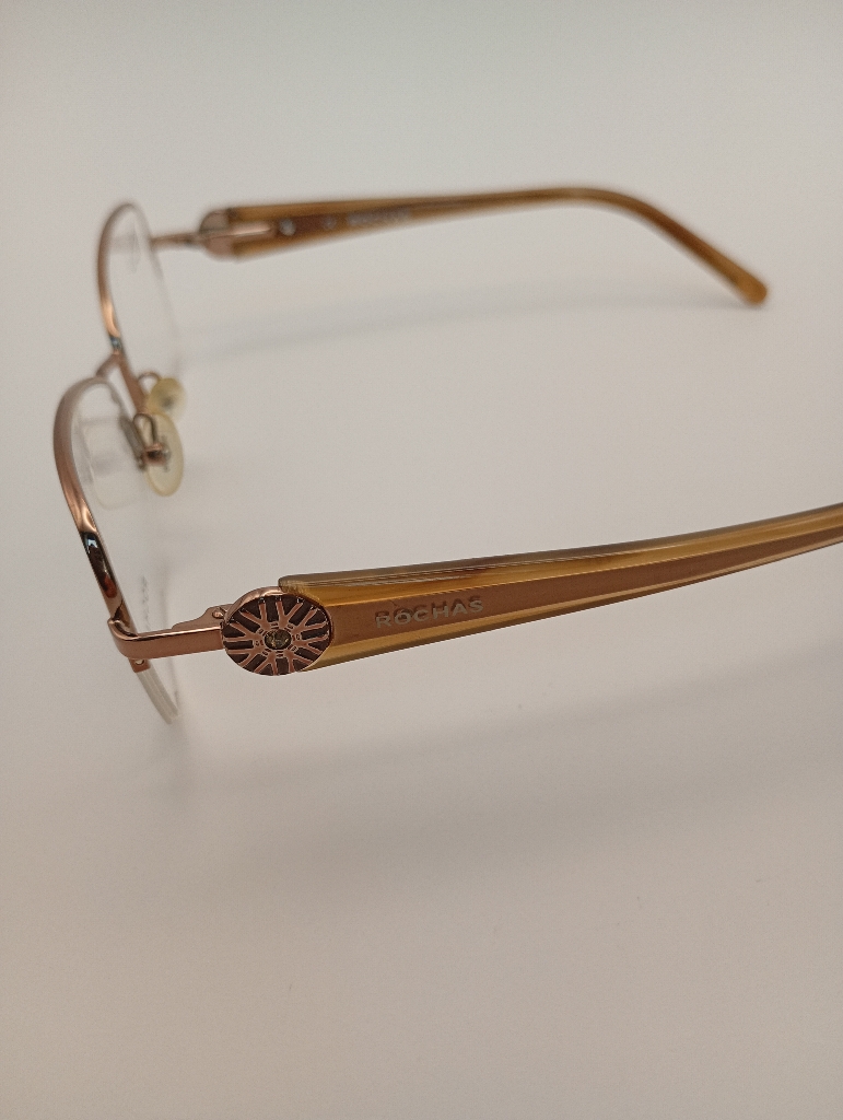 John Rocha R09117/G Eyewear Eyeglasses/Prescription Clear Semi-Rimless Rectangle Women Standard Barrel Hinge Gold Metal - Image 4