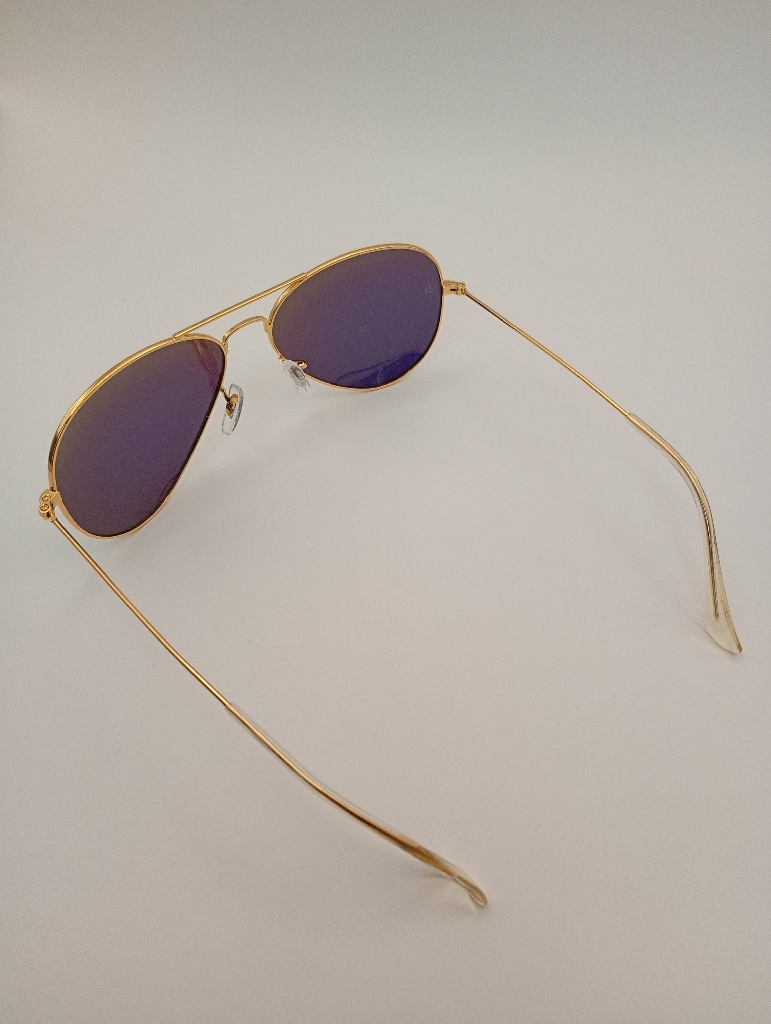 LUX-LENSED LTD 3025PCHGLD Sunglasses Unisex Mirrored Green Aviator Gold Metal - Image 3