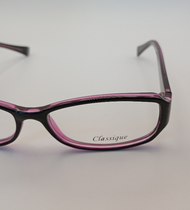Classique CLASS502 Eyewear Eyeglasses/Prescription Clear Full-Rim Rectangle Women Standard Barrel Hinge Black Purple Plastic - Image 2