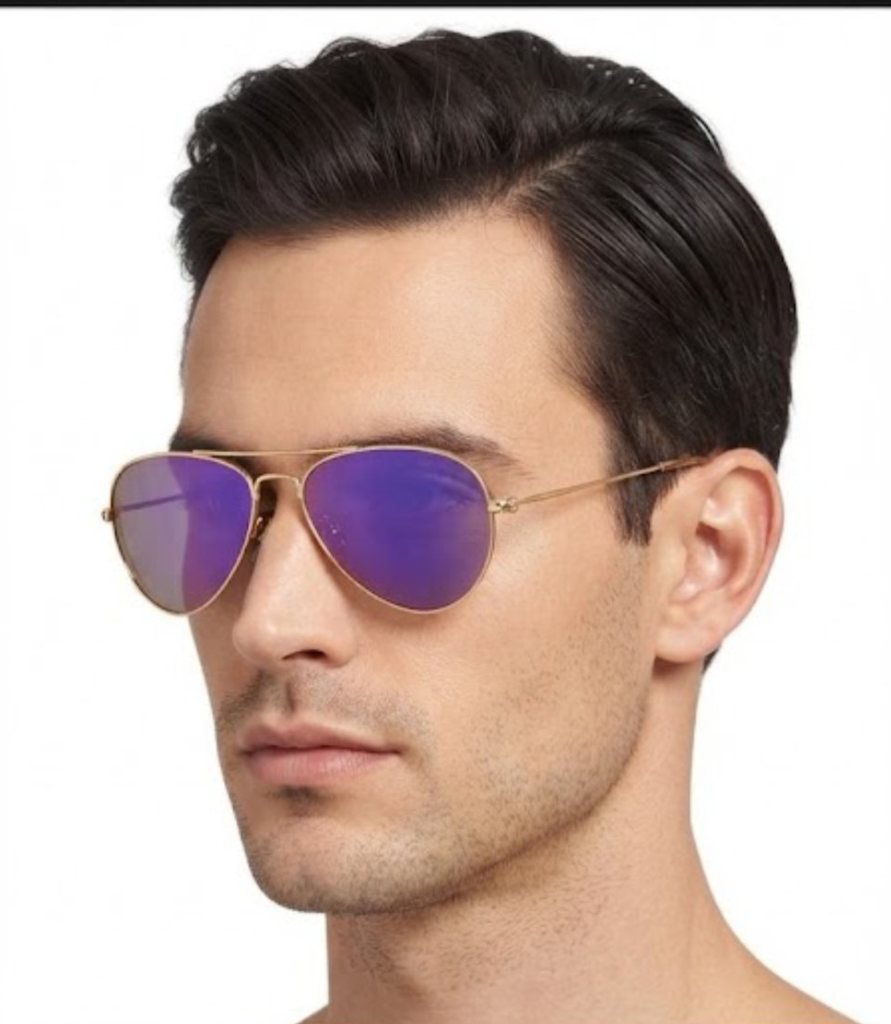 Lux Lenses Sunglasses Aviator UV400 Mirrored Gold Purple Unisex - Image 6