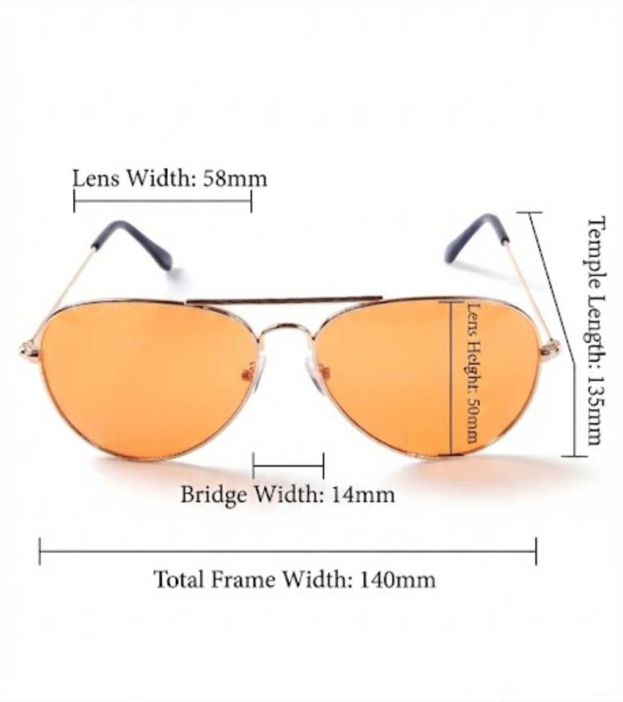 Lux Lenses Sunglasses Aviator UV Protection Gold Orange Unisex - Image 3