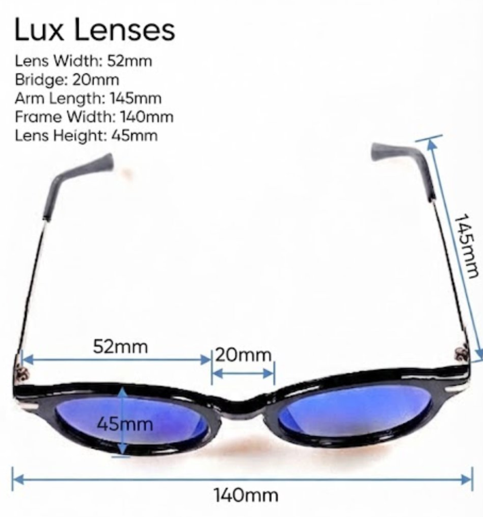 Lux Lenses Sunglasses Oval UV400 Mirrored Black Blue Unisex - Image 2