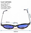 Lux Lenses Sunglasses Oval UV400 Mirrored Black Blue Unisex - Image 2
