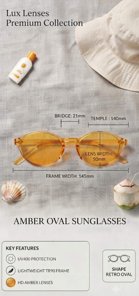 Lux Lenses Sunglasses Cat-eye UV400 Mirrored Yellow Unisex - Image 3