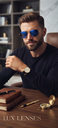 Lux Lenses Sunglasses Aviator UV400 Mirrored Gold Blue Unisex Metal - Image 3