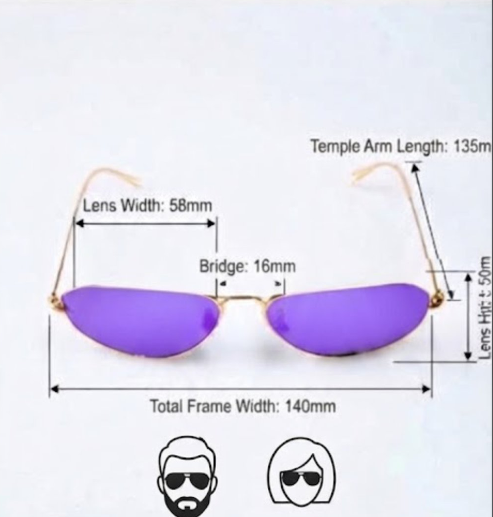 Lux Lenses Sunglasses Aviator UV400 Mirrored Gold Purple Unisex - Image 3