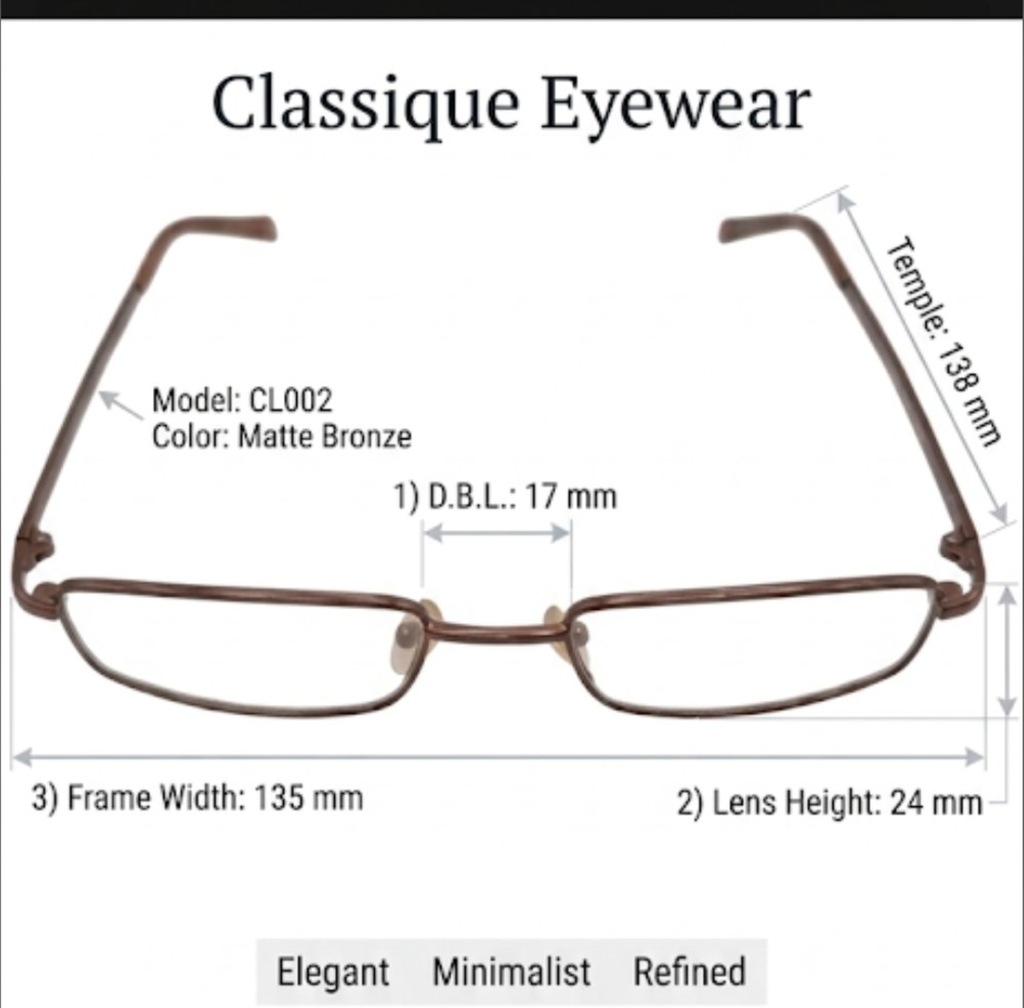 Classique Eyeglasses Frame Rectangle Full-Rim Bronze Men Metal - Image 3