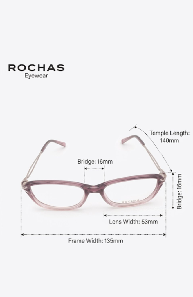 Rochas Eyeglasses Frame Rectangle Full-Rim Purple Women Metal Plastic - Image 2
